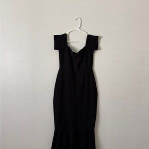 Elegant Black Off-Shoulder Dress- (Worn Once for a Wedding)